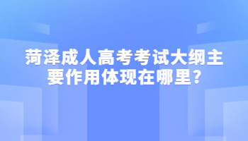 菏泽成人高考考试大纲主要作用体现在哪里